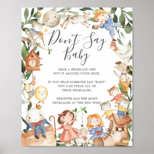 Affiche Panneau Comptines Baby Shower Ne dites pas Bébé