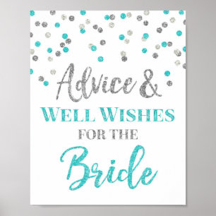 Affiche Panneau Conseils Confettis Bleu Argent pour la Mar