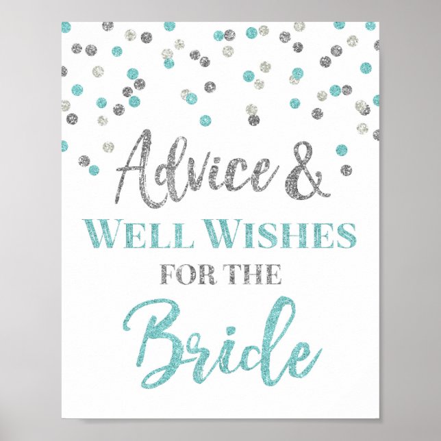 Affiche Panneau Conseils Confettis Bleu Argent pour la Mar (Devant)