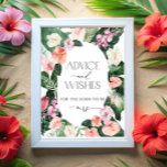 Affiche Panneau Conseils et voeux floraux tropicaux<br><div class="desc">Conseils et désirs floraux tropicaux Signez. Voir la collection complète ici : https://www.zazzle.com/collections/watercolor_tropical_flowers_and_leaves-119671500108864210</div>