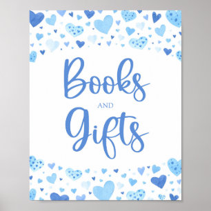 Affiche Panneau Cute Blue Hearts Valentine Livres et Cadea