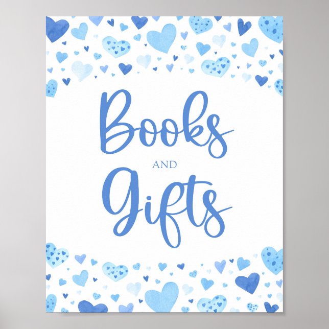Affiche Panneau Cute Blue Hearts Valentine Livres et Cadea (Devant)