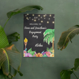 Affiche Panneau d'accueil de fête tropicale Luau