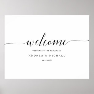 Affiche Panneau d'accueil de mariage - Calligraphie romant