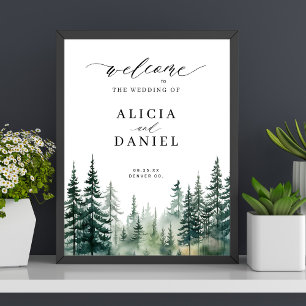 Affiche Panneau d'accueil de mariage d'hiver de la pinède 