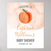 Panneau d'accueil du Baby shower Little Cutie Peac