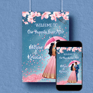 Affiche Panneau d'accueil du mariage indien du Sud