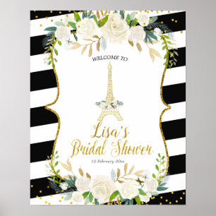 Affiche Panneau d'accueil romantique à fleurs blanches de