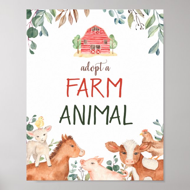 Affiche Panneau d'adoption d'animaux de ferme Fête de la f (Devant)