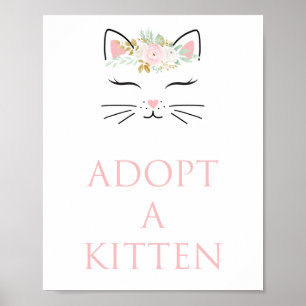Affiche Panneau d'adoption de chaton fête d'anniversaire d