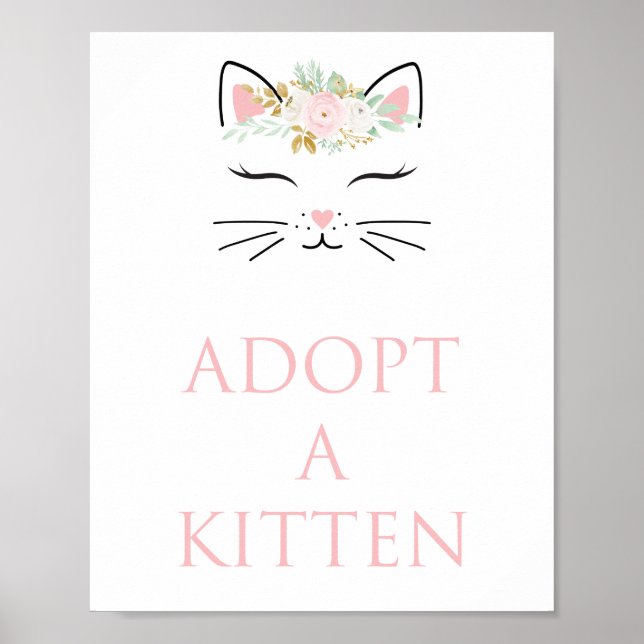 Affiche Panneau d'adoption de chaton fête d'anniversaire d (Devant)