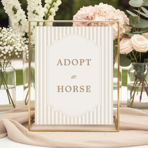 Affiche Panneau d'adoption de cheval à rayure marron neutr