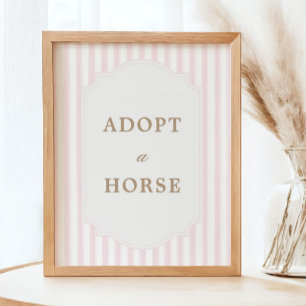 Affiche Panneau d'adoption de cheval à rayure rose féminin
