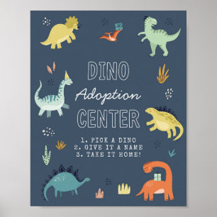 Affiche Panneau d'adoption de dinosaure mignon