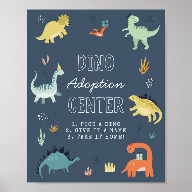 Affiche Panneau d'adoption de dinosaure mignon (Devant)