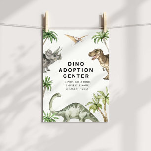 Affiche Panneau d'adoption Dinosaure jurassique aquarelle