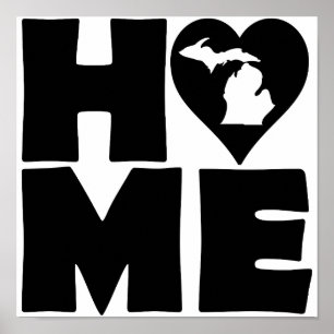 Affiche Panneau d'affiche de l'État du Michigan Home Heart
