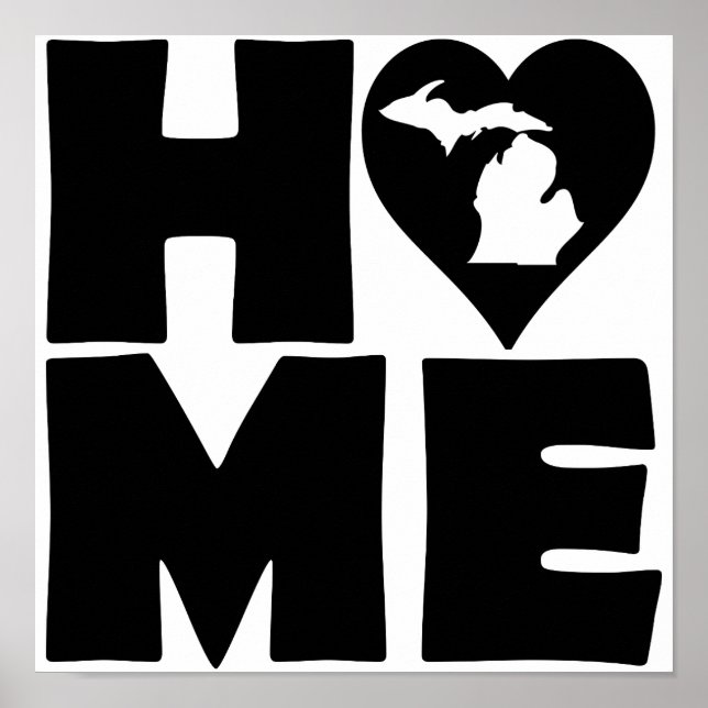 Affiche Panneau d'affiche de l'État du Michigan Home Heart (Devant)