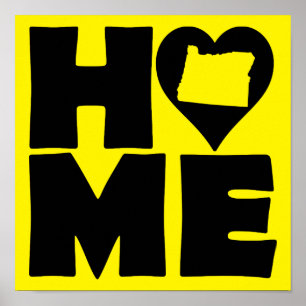 Affiche Panneau d'affiche de l'Oregon Home Heart State