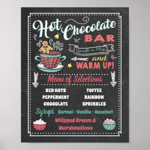 Affiche Panneau d'affiche de menu de bar à chocolat chaud 