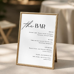 Affiche Panneau d'affiche de menu de bar de mariage minima