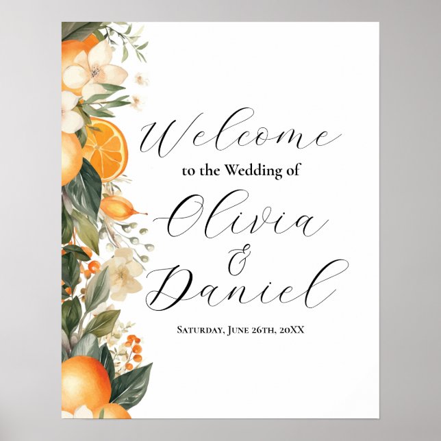 Affiche Panneau d'affiche Mariage de bienvenue Oranges de  (Devant)