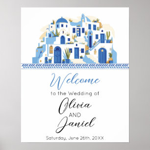 Affiche Panneau d'affiche Mariage de bienvenue Santorini G