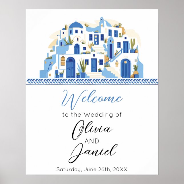 Affiche Panneau d'affiche Mariage de bienvenue Santorini G (Devant)