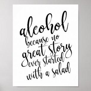 Affiche Panneau d'alcool de mariage Noir et Blanc 8x10