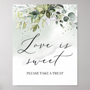 Affiche Panneau d'amour de feuillage de verdure à l'aquare