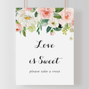 Affiche Panneau d'amour de feuillage vert floral simple es