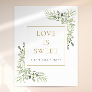 Affiche Panneau d'amour de verdure à l'aquarelle est doux
