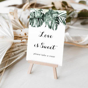 Affiche Panneau d'amour floral blanc de verdure tropicale 