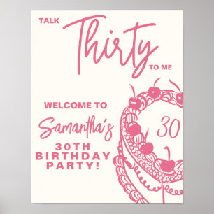 Affiche Panneau d'anniversaire 30 ans Rose Branché Parle-m