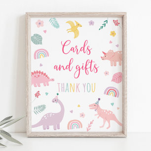 Affiche Panneau d'anniversaire Boho rose Dinosaur cartes e