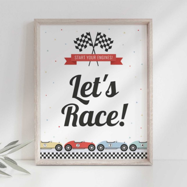 Affiche Panneau d'anniversaire de voiture de course modifi (Créateur téléchargé)