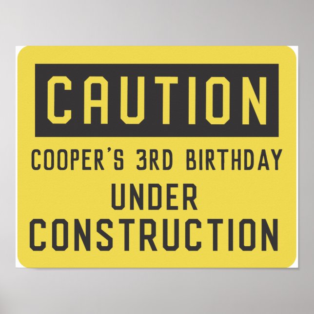 Affiche Panneau d'anniversaire "En construction" pour tout (Devant)