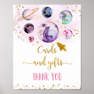 Affiche Panneau d'anniversaire Galaxy Pink Gold Cartes et