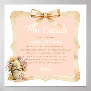 Affiche Panneau d'anniversaire Lapin Gingham pêche 1er ann