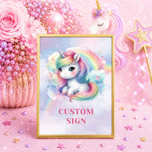 Affiche Panneau d'anniversaire Licorne Pailletée Couleurs
