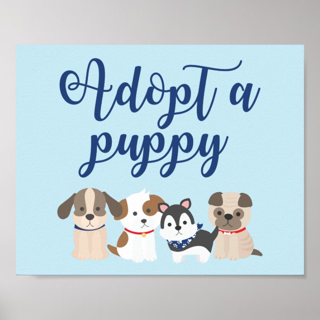 Affiche Panneau d'anniversaire pour chiot Adoptez un chiot (Devant)