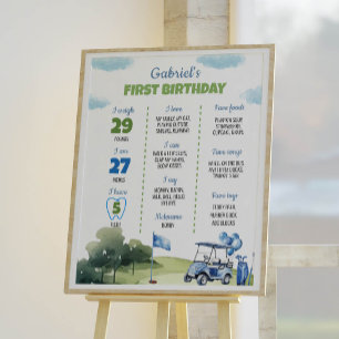 Affiche Panneau d'anniversaire pour garçon thème golf clas