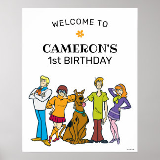 Affiche Panneau d'anniversaire Scooby-Doo et Gang Super