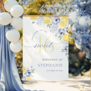Affiche Panneau d'anniversaire Sweet Sixteen Fleurs de Cit