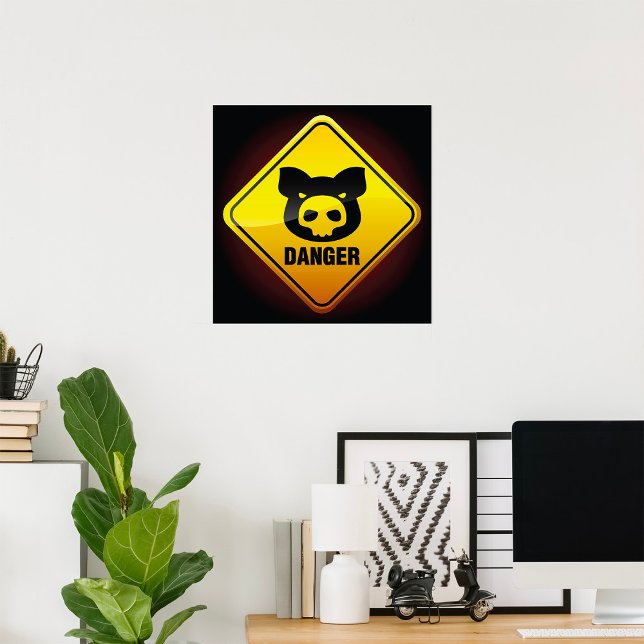 Affiche Panneau d'avertissement Cochon dangereux (Créateur téléchargé)