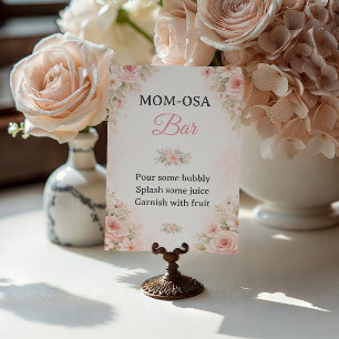 Affiche Panneau de Baby Shower Bar Mom-Osa Floral Rose