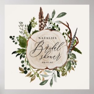 Affiche Panneau de baby shower champêtre rustique avec fle