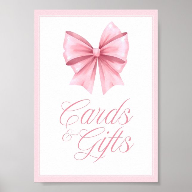 Affiche Panneau de Baby Shower Coquette à Ruban Rose (Devant)
