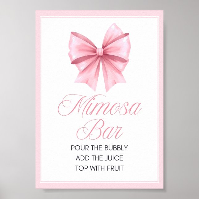 Affiche Panneau de Baby shower Coquette Bow rose (Devant)