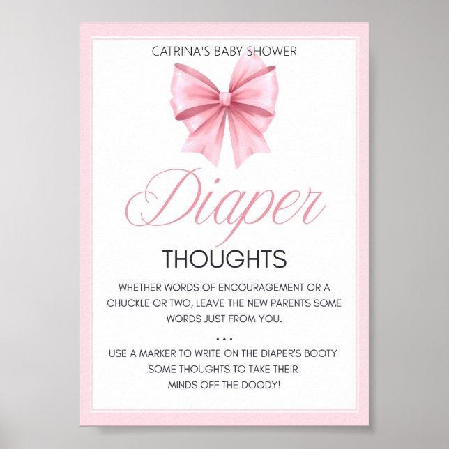Affiche Panneau de Baby shower Coquette Bow rose (Devant)